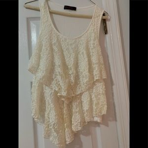 Pretty lace tank top off white sz large